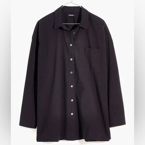88 NWT madewell nj588 Signature Poplin Oversized Shirt True Black